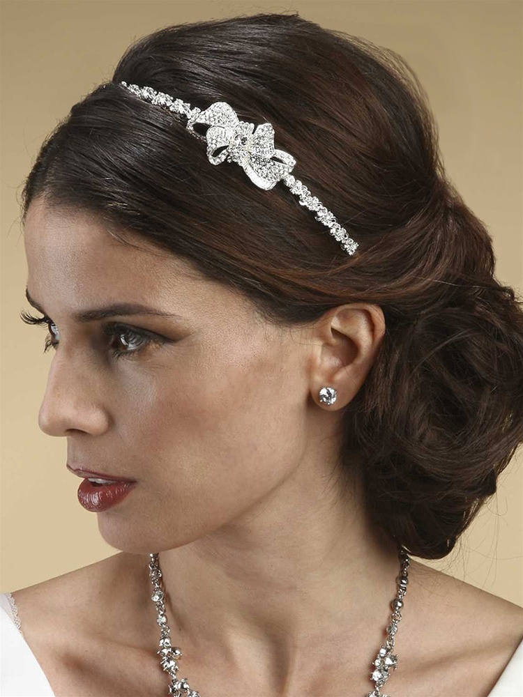 Sneeuwstorm kruis Zuigeling Couture Wedding Headband with Crystal Bow